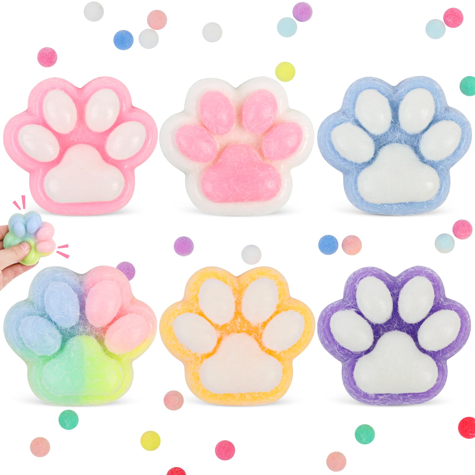 Set De 8 Pièces Squishy Anti-stress Patte De Chat - Jouets Mous, Faciles à Transporter, Cadeau Enfant - 7