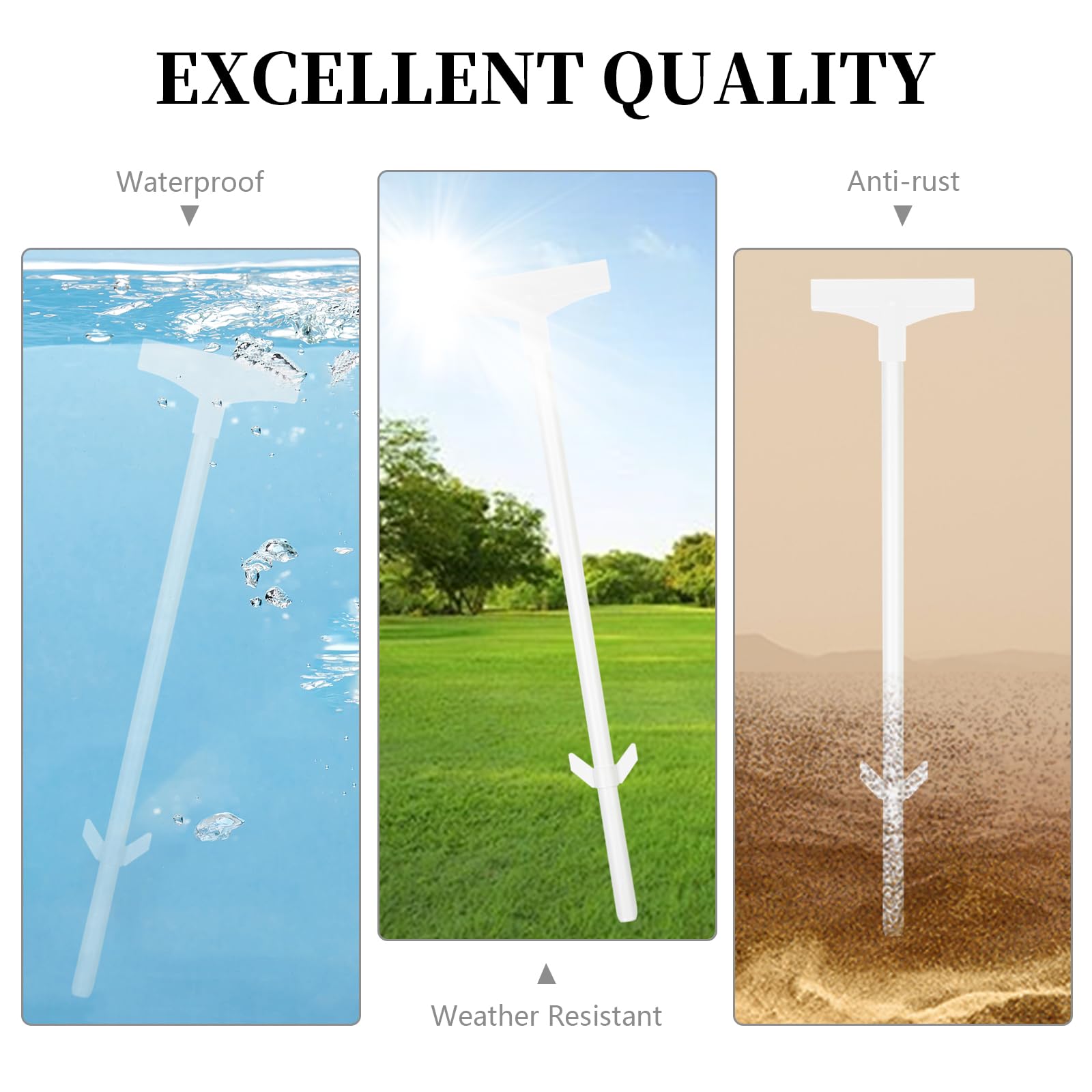 2 paletti per cartelli da 45 cm, impermeabili, in alluminio, per giardino, cortile, prato, solo per cartelli in alluminio (2 pezzi, bianco)
