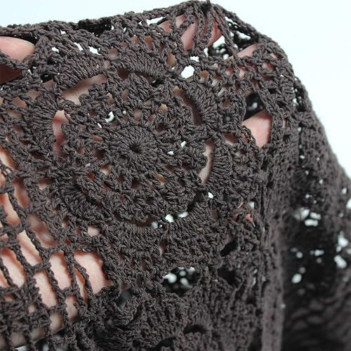 Vista 19 de KEPSWET - Camino de mesa rectangular de algodón, hecho a mano, estilo de crochet para mesa auxiliar, color beige Beige,Rojo