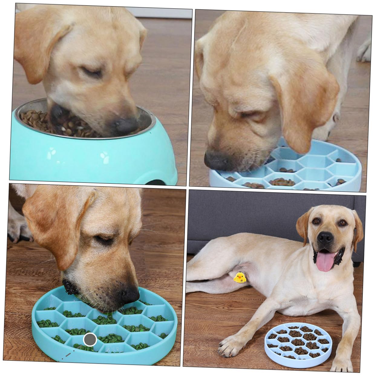 VANZACK Comedero Lento para Perros de Silicona Azul, Anti-Vómito, Fácil de Limpiar, Esquinas Redondeadas para Mascotas