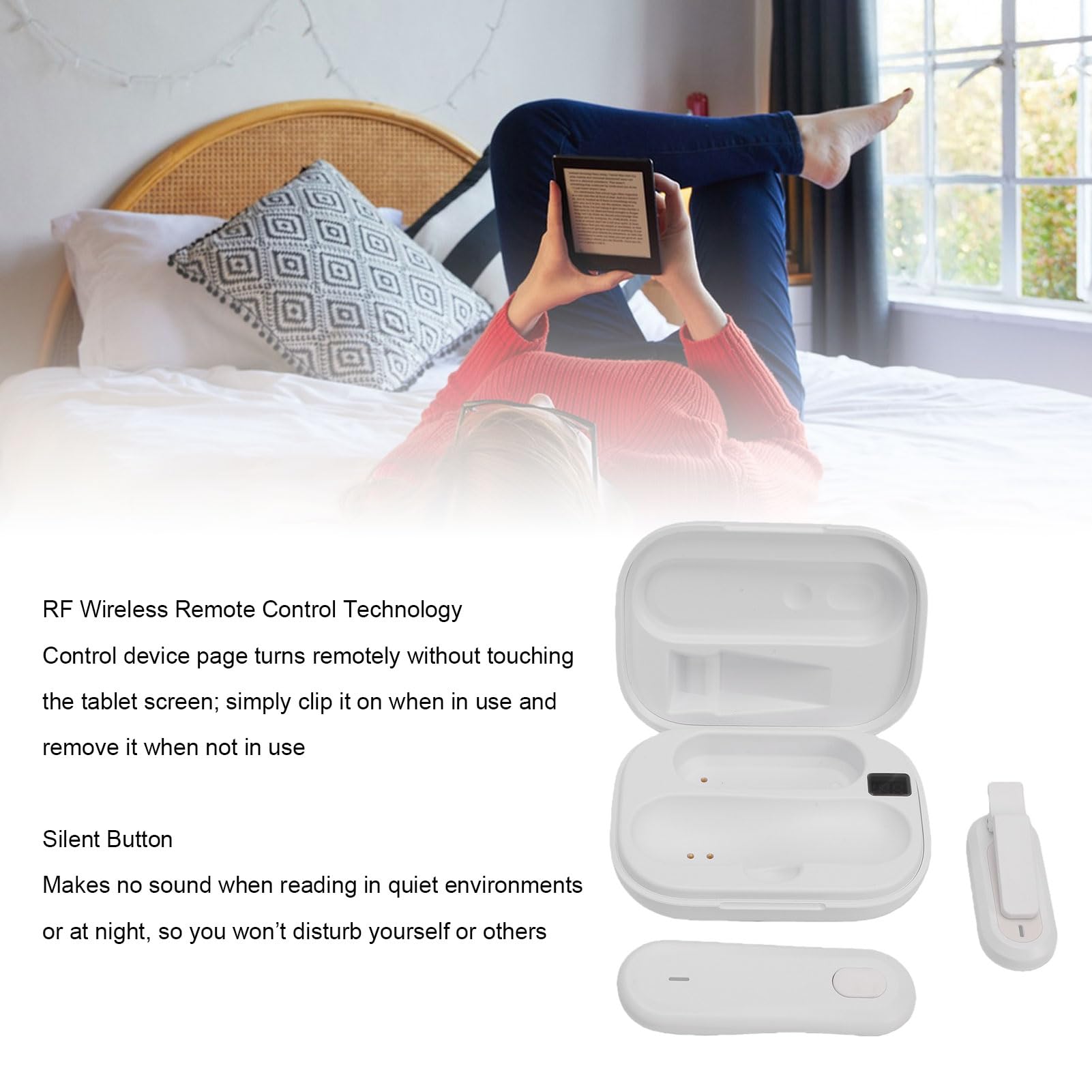 Remote Control Page Turner with Silent Button for Tablet Reading