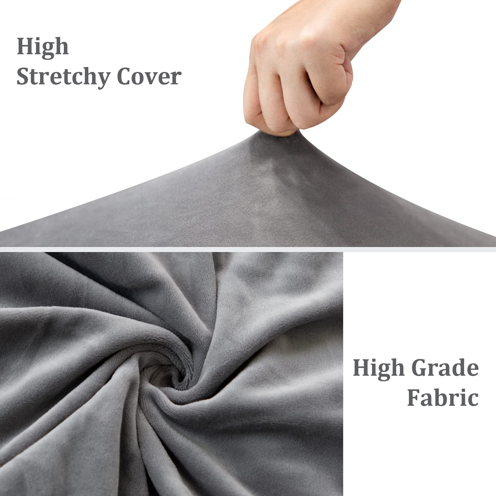 Jaotto Coprisedia Elasticizzati con Schienale 6 Pezzi,Fodere Coprisedia con Schienale Tondo per Sala da Pranzo Jacquard,Coprisedia Ufficio Universali Lavabili,Vestisedia per Casa Cucina,Velluto#Grigio