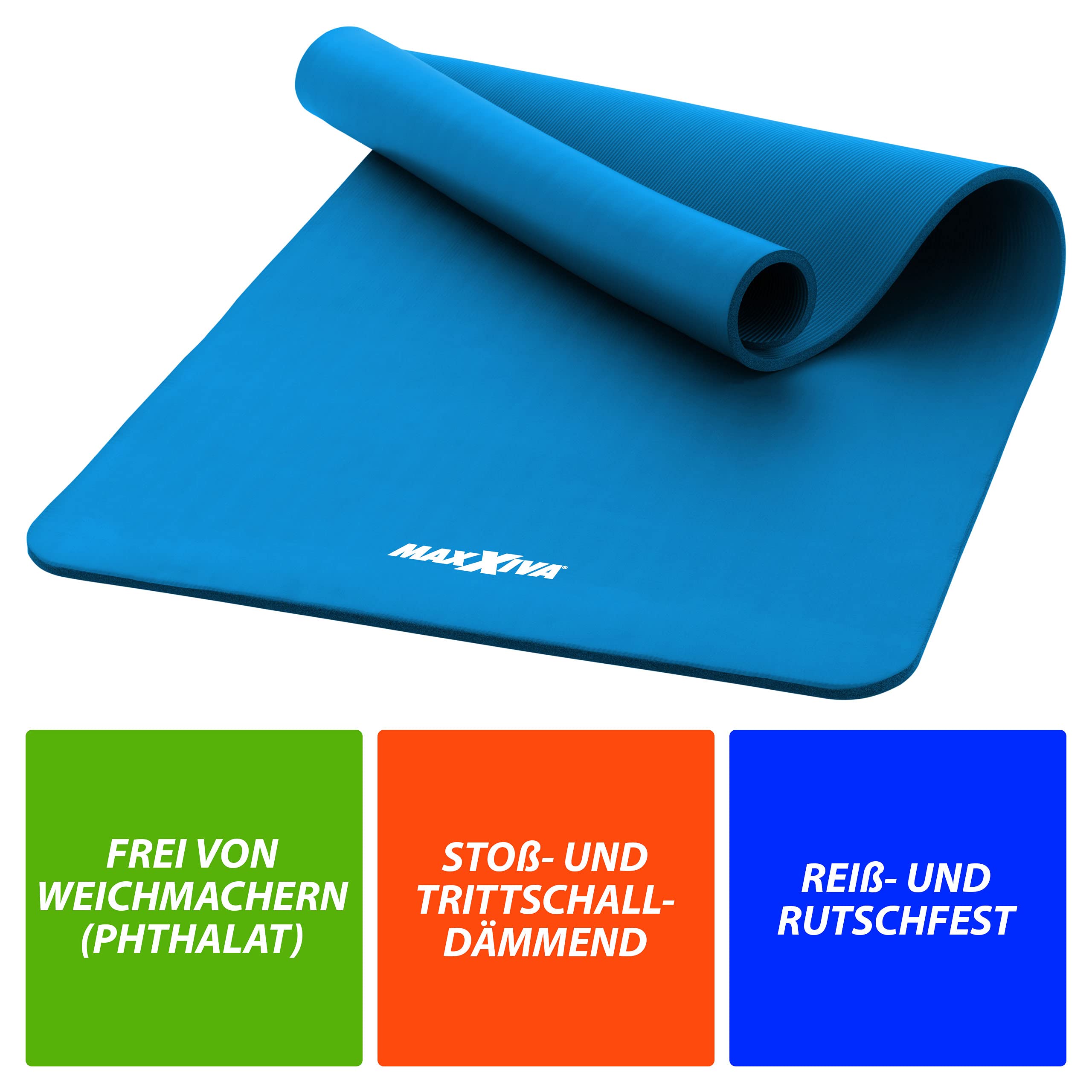 Yogamatte - 190x60x1,5 cm oder 190x100x1,5 cm, mit Tragegurt, Phthalatfrei, Rutschfest, Farbwahl - Gymnastikmatte, Fitnessmatte, Sportmatte, Trainingsmatte, Übungsmatte