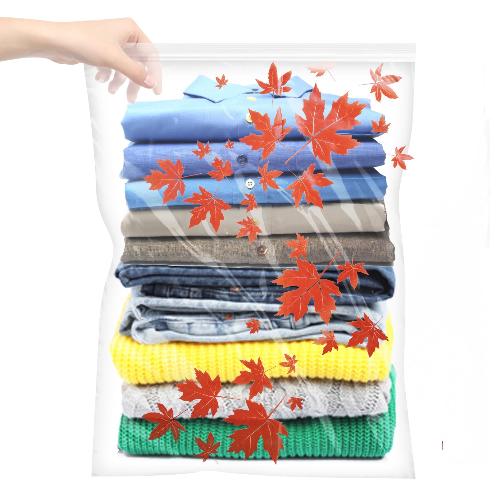 Large Zipper Cloth Storage Bags -5 Gallon Freezer Bags Thick Reclosable Zipper for Storage Clothing (Maple)