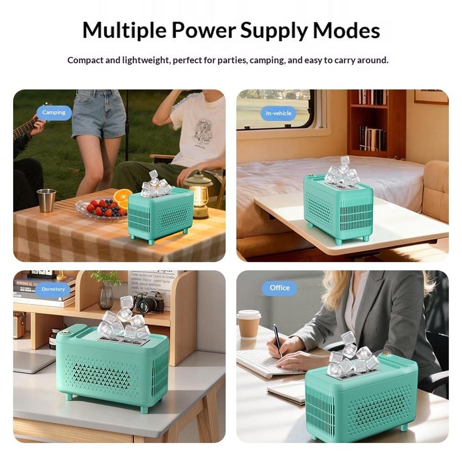 Mini macchina per il ghiaccio elettrica da montare su auto, 12 V CC, produce 8 cubi in 15-20 minuti con un solo pulsante Start Stop a bassa potenza per ufficio, dormitorio, campeggio