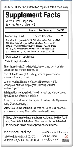 Miniatura 4 de Kyolic Kyo-Dophilus Multi 9 Probiótico, para un fuerte equilibrio y apoyo de la salud intestinal, 90 cápsulas en total