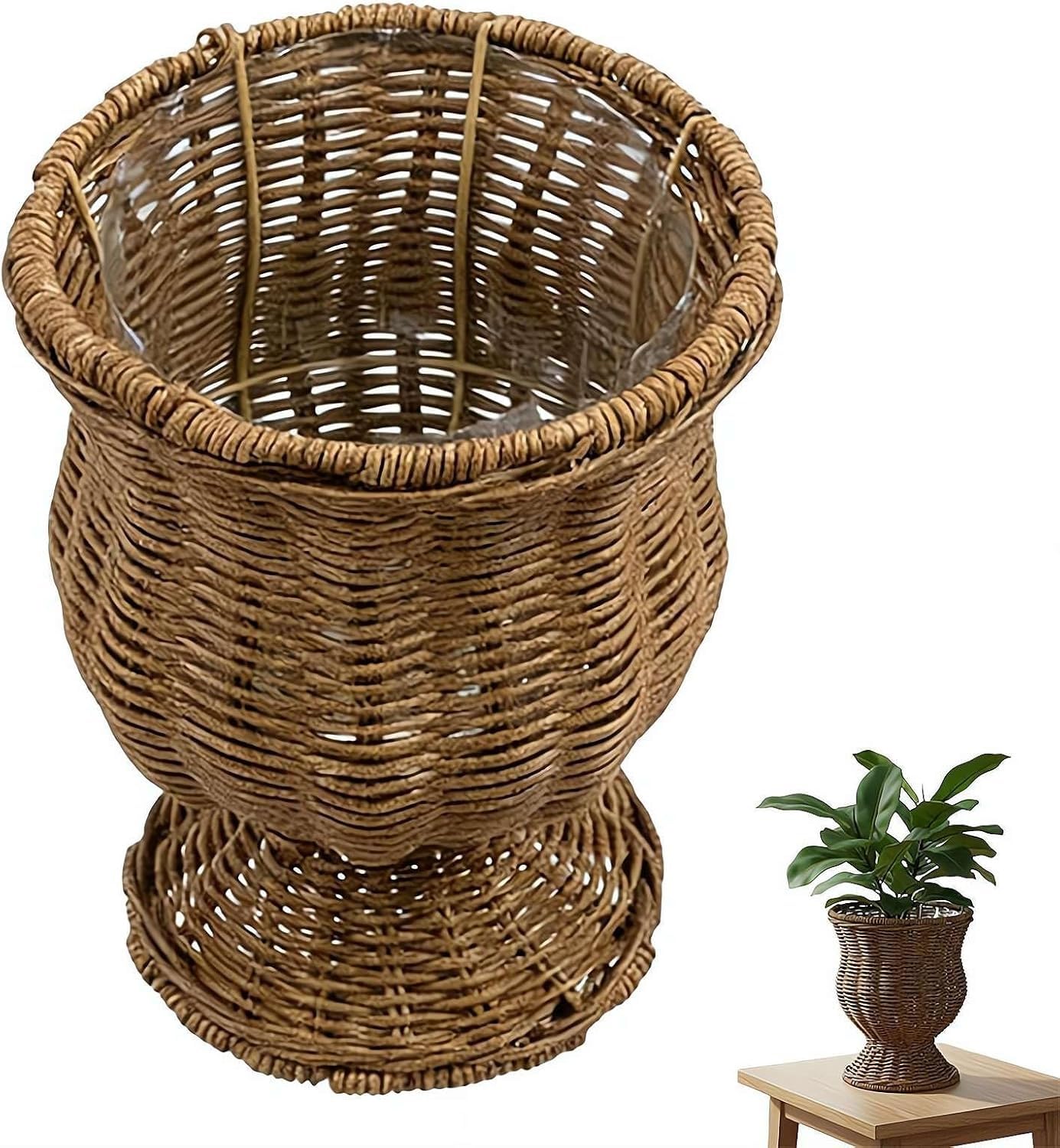 Panier à plantes tressé haut de gamme en osier forme urne