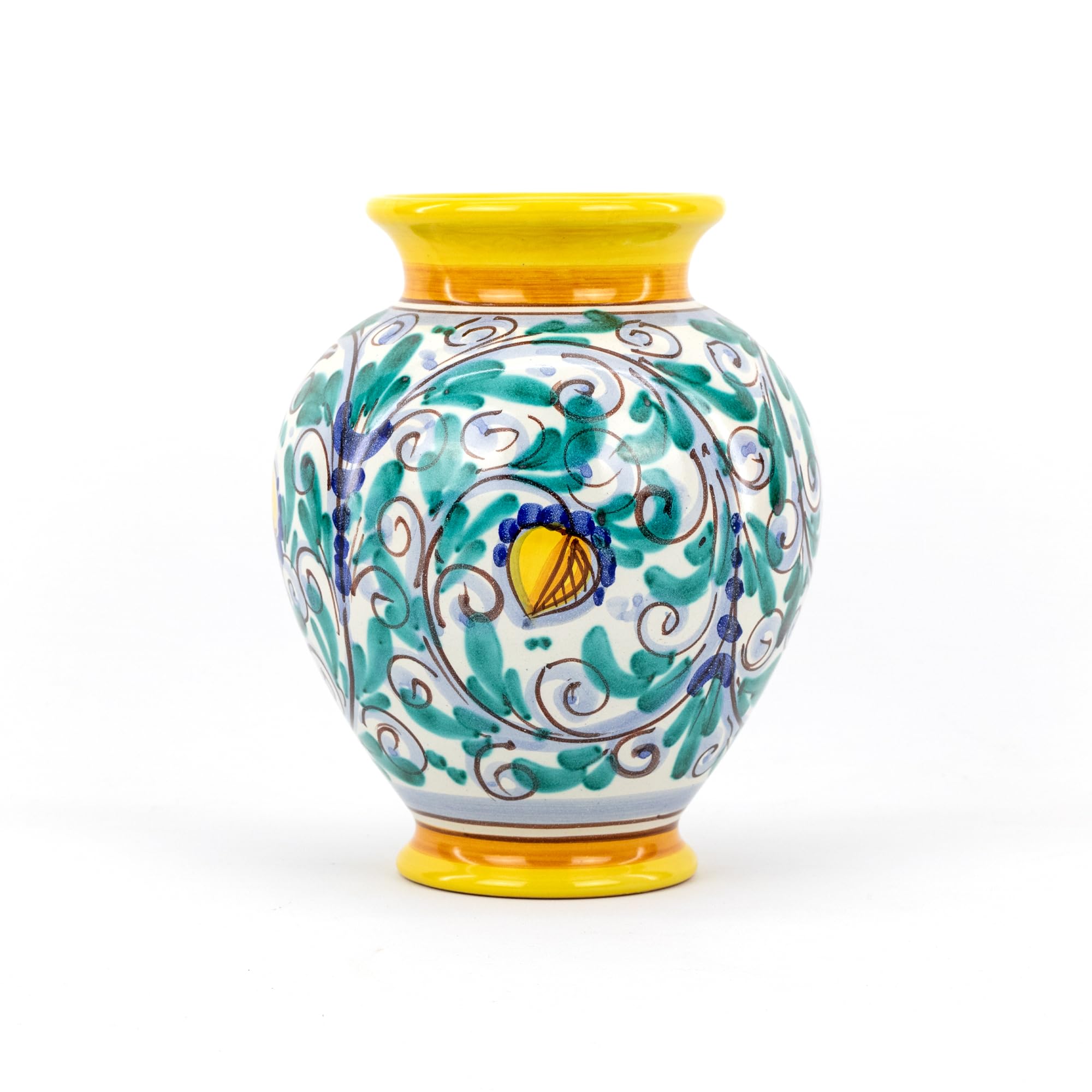 CEAR Ceramiche - Handgemachte dekorative Vase aus Keramik von Caltagirone H cm 20 '600 gelb