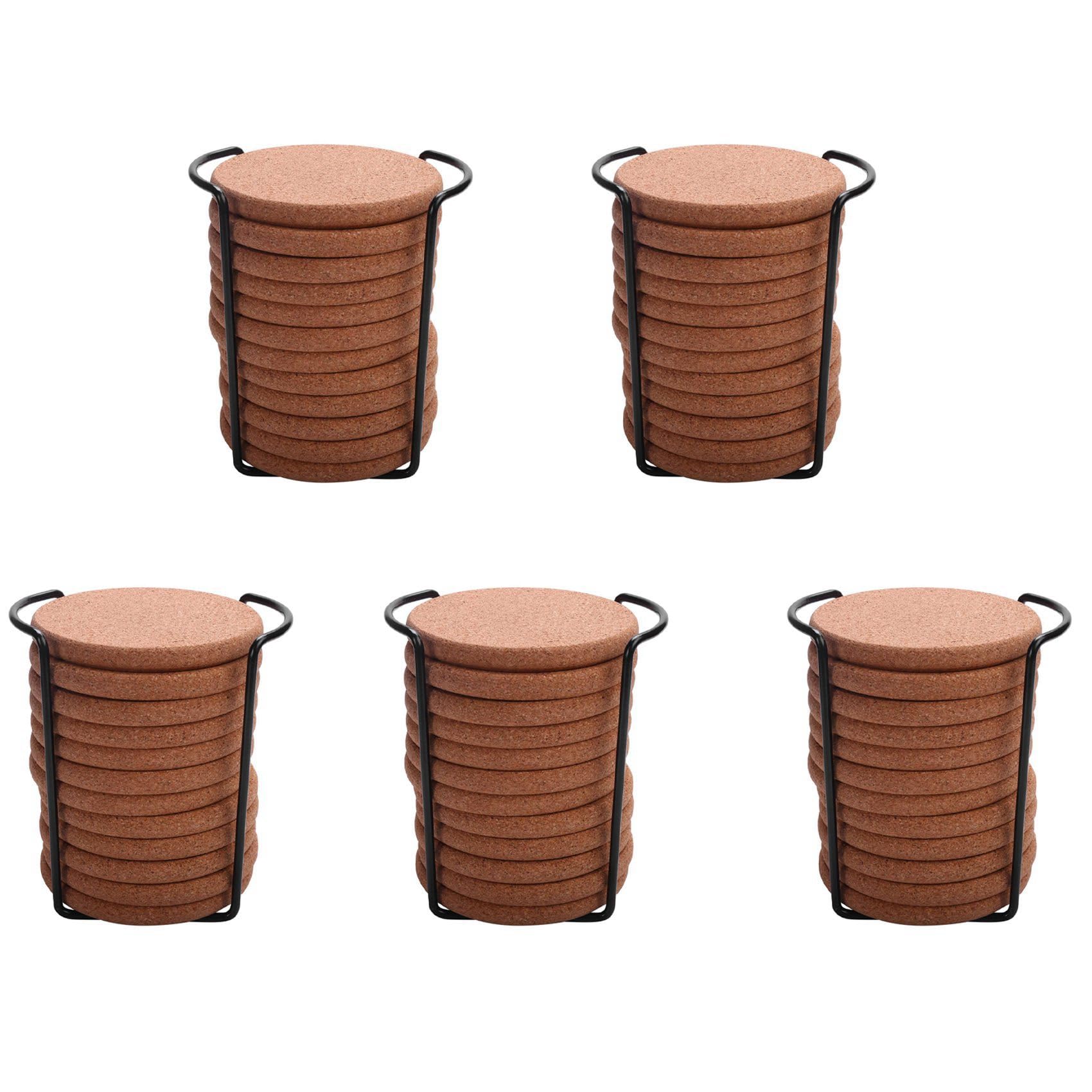 Hndhbfgrt 60X Cork Coasters with Lip for Drinks Absorbent Thick Rustic Saucer with Holder Heat & Water