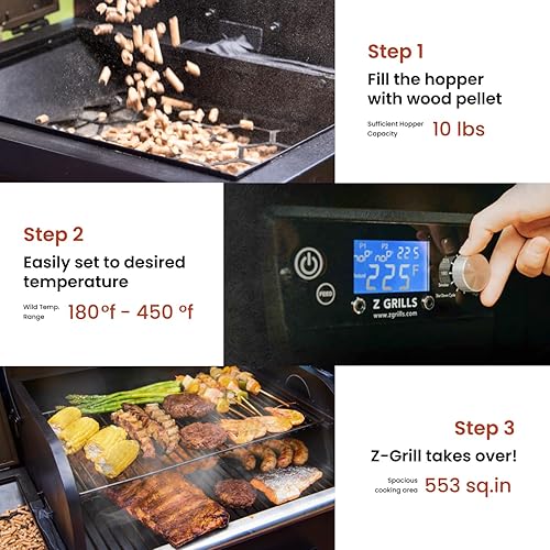 Miniatura 6 de Z GRILLS ZPG 550B2 - Ahumador de pellets de madera, parrilla de barbacoa 8 en 1 con controlador LCD de última tecnología PID, control automático de