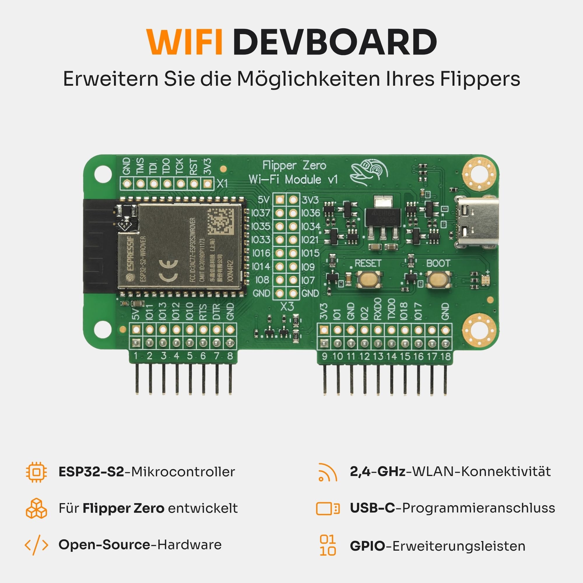 Flipper Zero WiFi Kit - Flipper Zero | WiFi Devboard | MicroSD-Karte mit 32 GB | Tragbares Multifunktionsgerät für Technikbegeisterte
