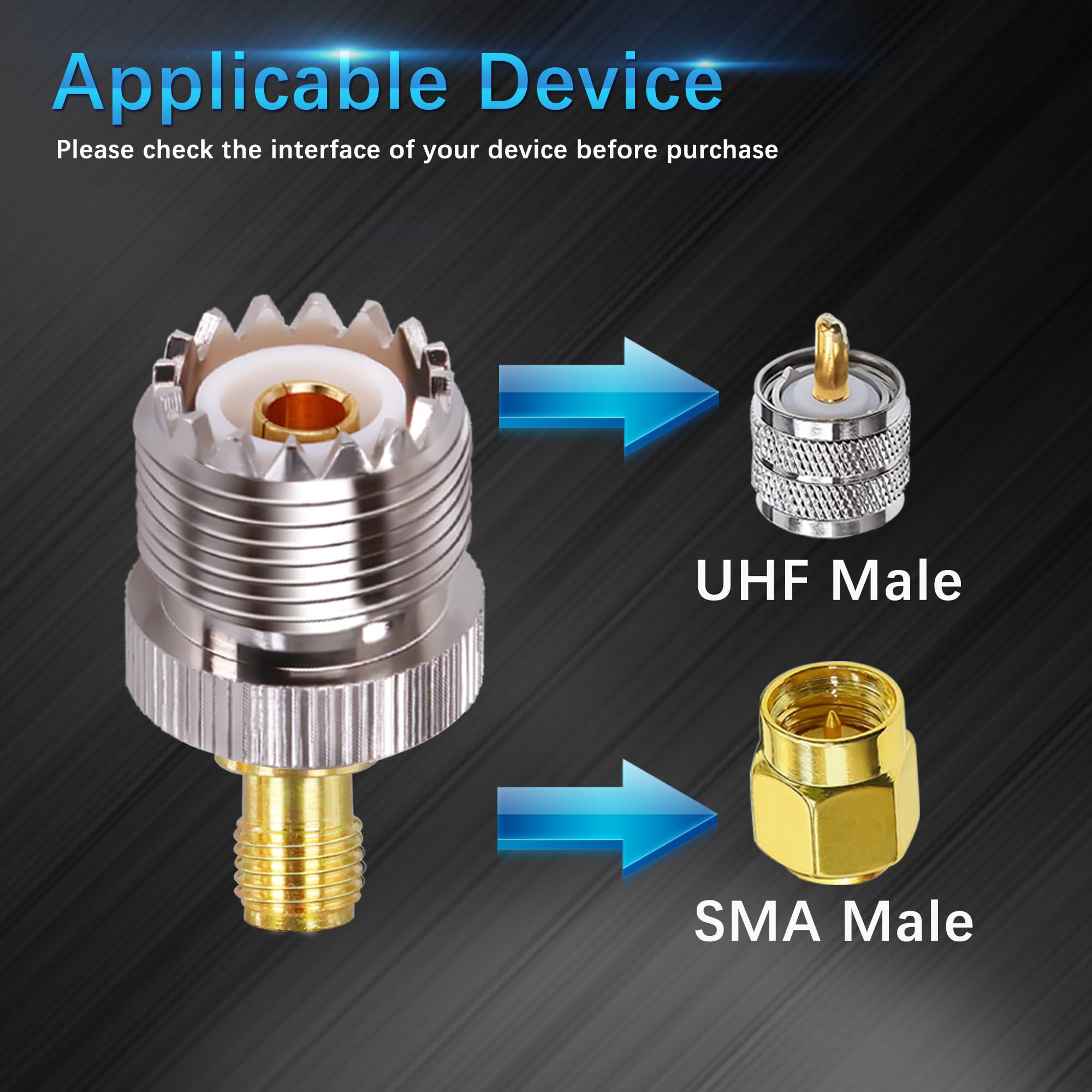 TUOLNK Adaptateur SMA vers PL259 Connecteur coaxial 2 pièces pour antenne Radio CB avec Prises SO239 et SMA