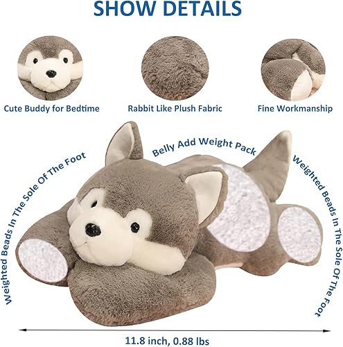 Miniatura 2 de Juguete de peluche Husky con peso, 11.8 pulgadas, almohada de felpa