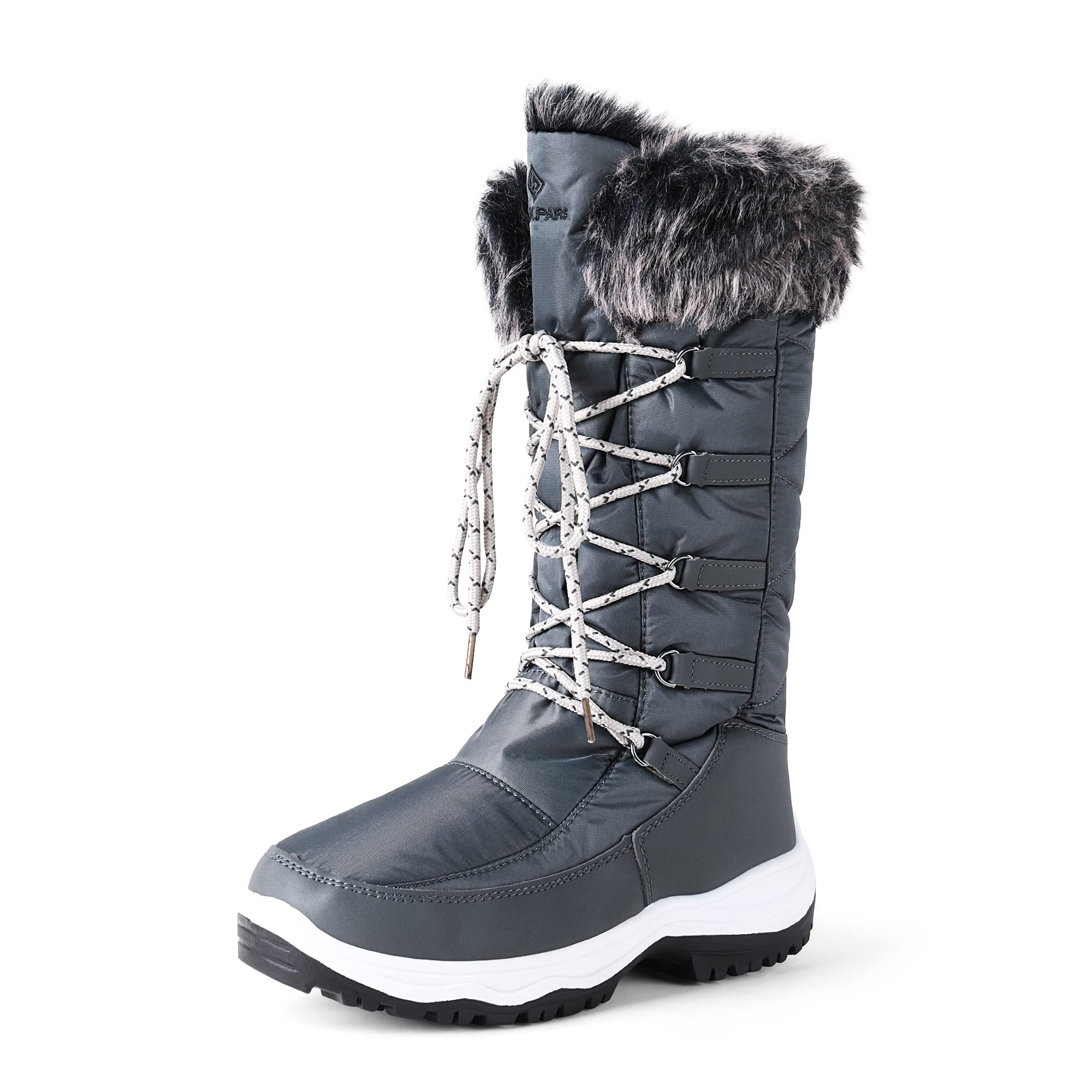 DREAM PAIRS Women's Warm Faux Fur Lined Mid-Calf Winter Snow Boots 9 Maine/Grey
