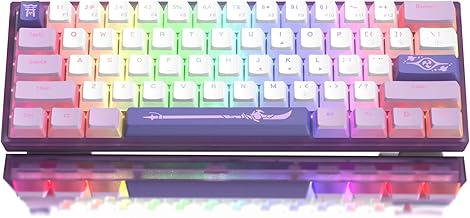 Womier 60% Percent Keyboard,WK61 Mechanical RGB Wired Gaming Keyboard,Hot-Swappable Creamy Key Board with PBT Keycaps,Linear Red Switch for Windows/MAC (Purple)