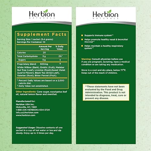 Miniatura 3 de HERBION Naturals Respiratory Care - Gránulos de hierbas con sabor natural a limón, 10 unidades, para toda la familia, función respiratoria