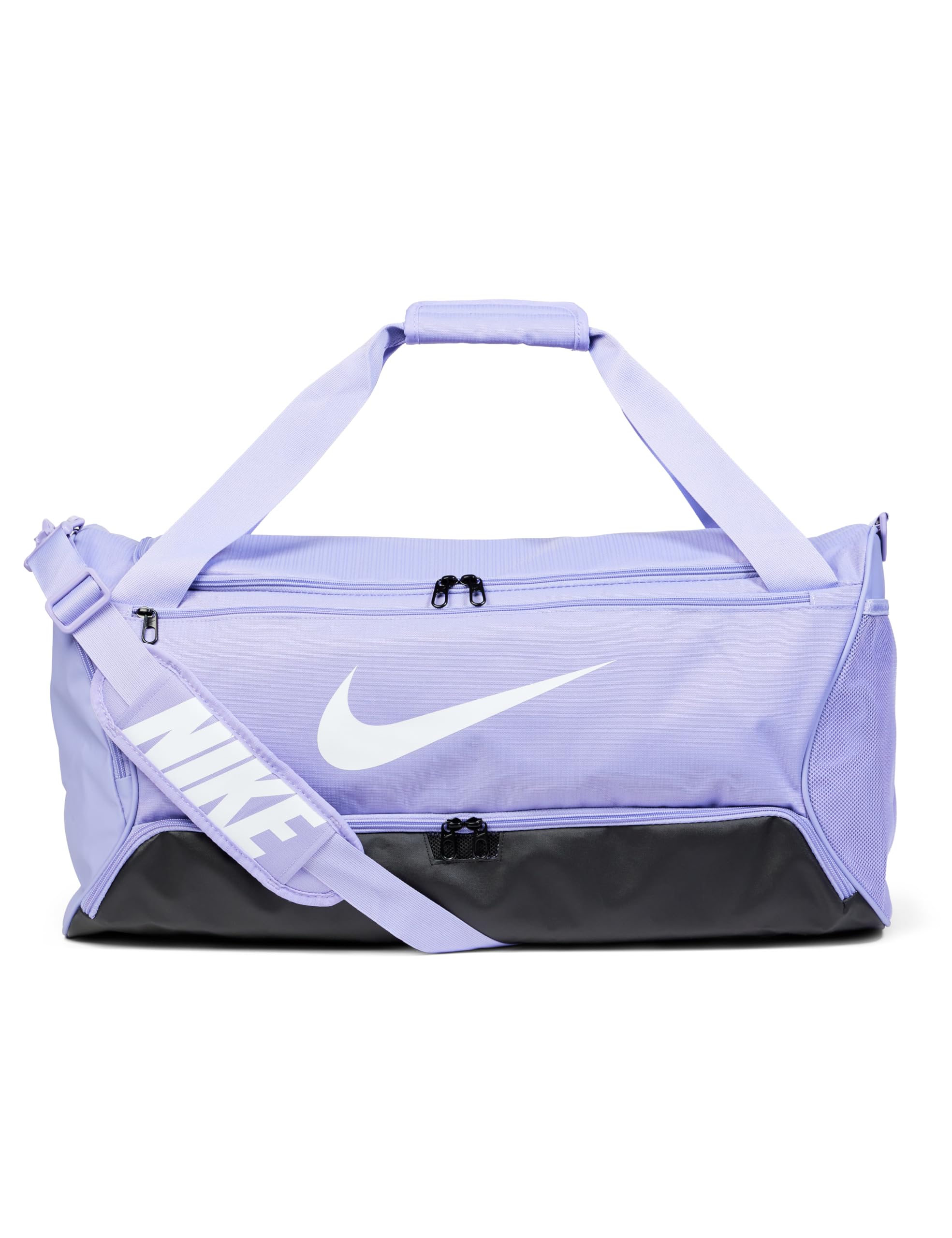 Nike Brasilia DH7710 9.5 - Bolsa de Entrenamiento (tamaño Mediano, 60 L), Morado Hielo, Negro y Blanco, Talla única, Entrenamiento para Hombre