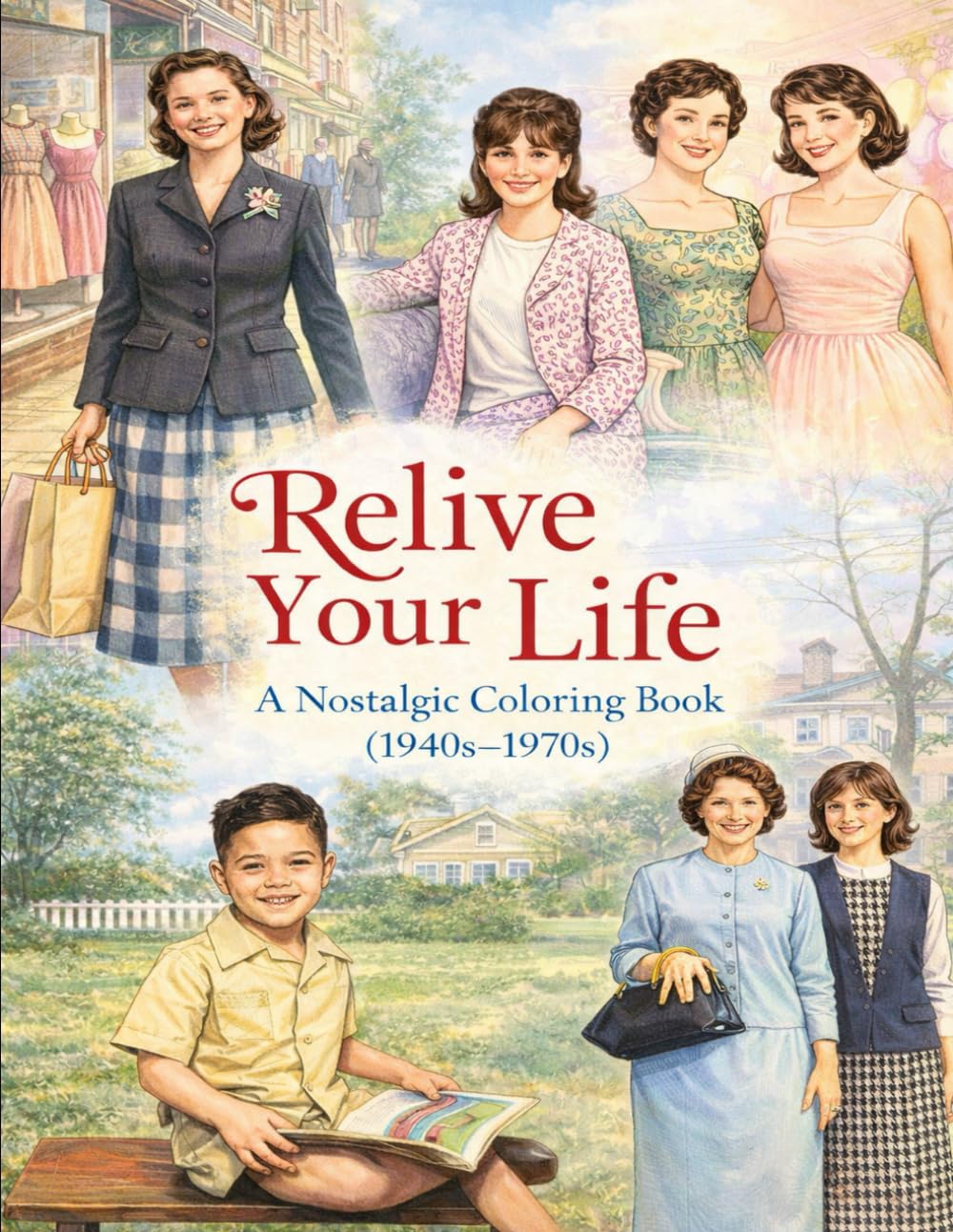 Relive Your Life: A Nostalgic Coloring Book of Everyday Moments from the 1940s to the 1970s