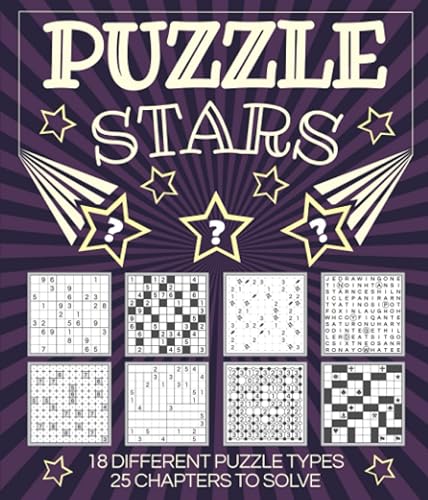 Puzzle Stars Mixed Puzzles for Adults of all skill levels including Sudoku, Hashi, Slitherlink, Word and Number Puzzles - Complete Puzzles to Gain