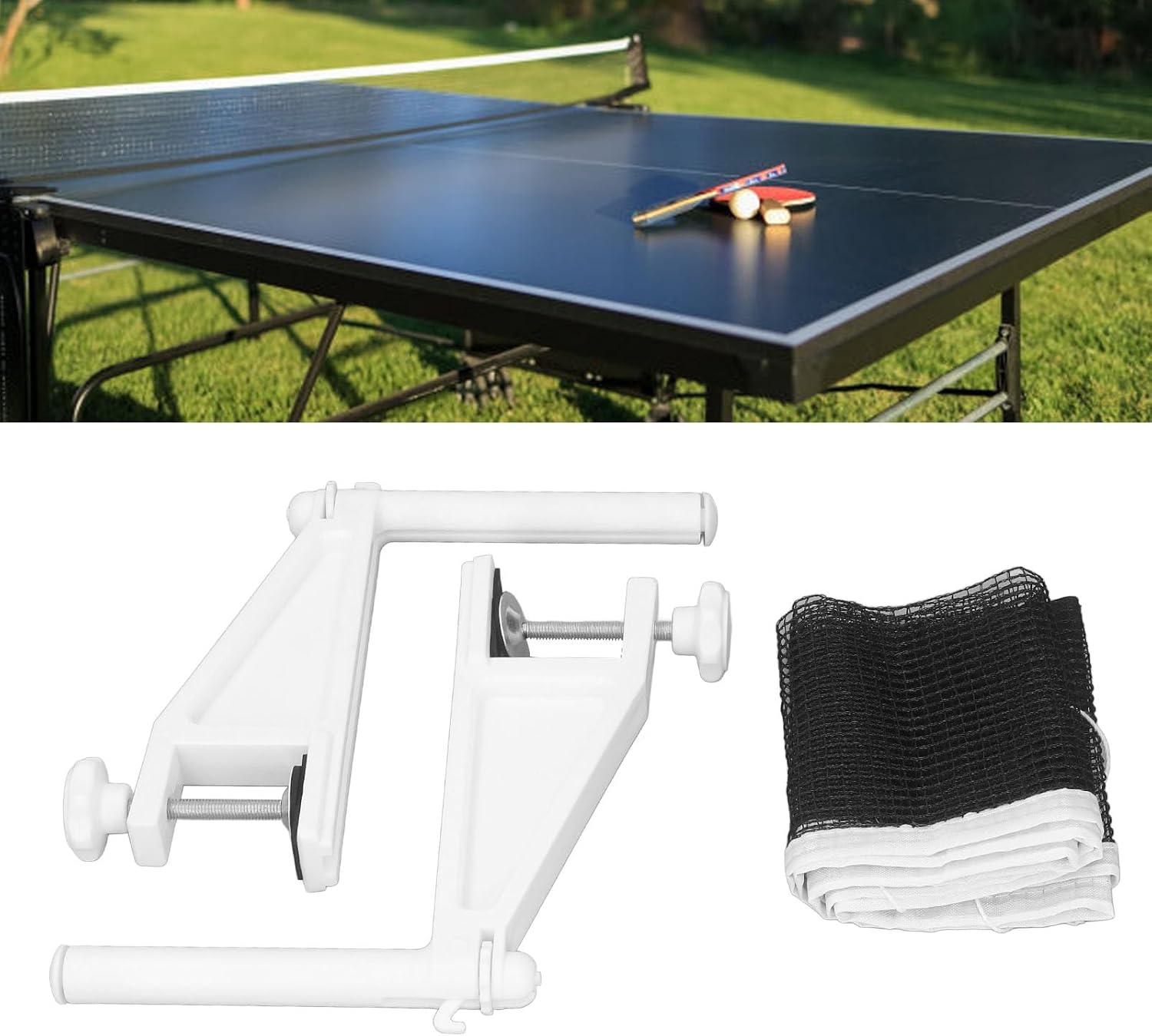 Table Tennis Net and Post Set, Portable Table Tennis Net, Folding with S On Clamp, Setup for Indoor oor Play, l