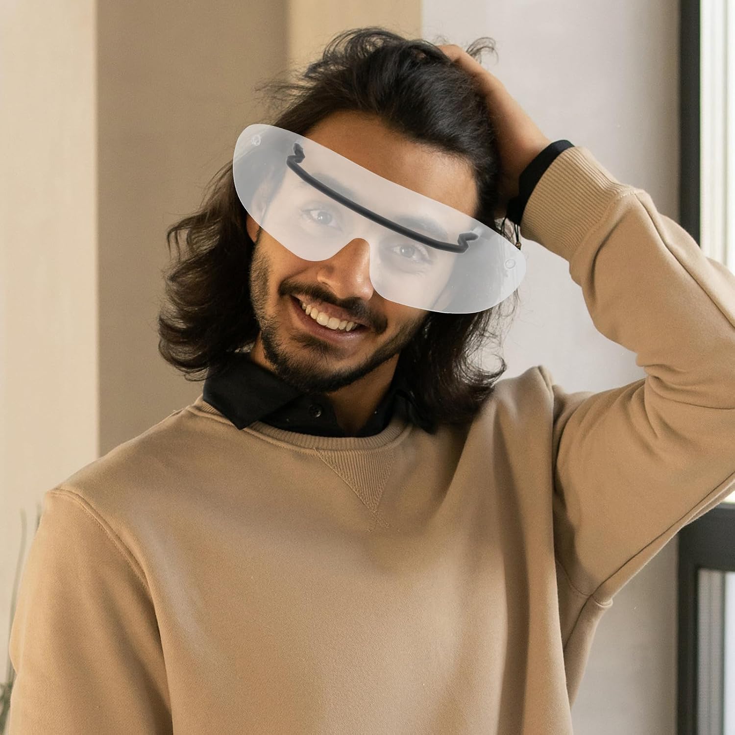 Disposable Protective Eye Mask 10pcs Pack Plastic Windproof Eye Cover with High-definition Lens for Men and Women Sleep Mask Random Color