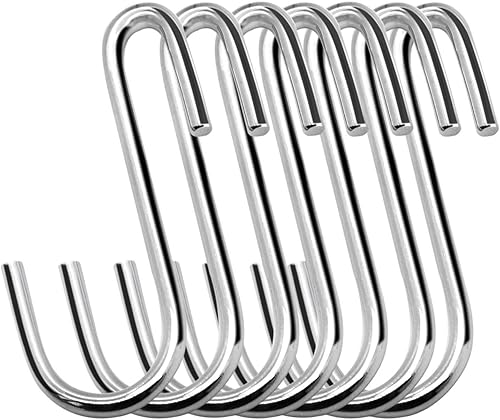 Paquete de 20 ganchos en S resistentes de acero inoxidable en forma de S, ganchos colgantes para utensilios de cocina, cucharas, sartenes, ollas,
