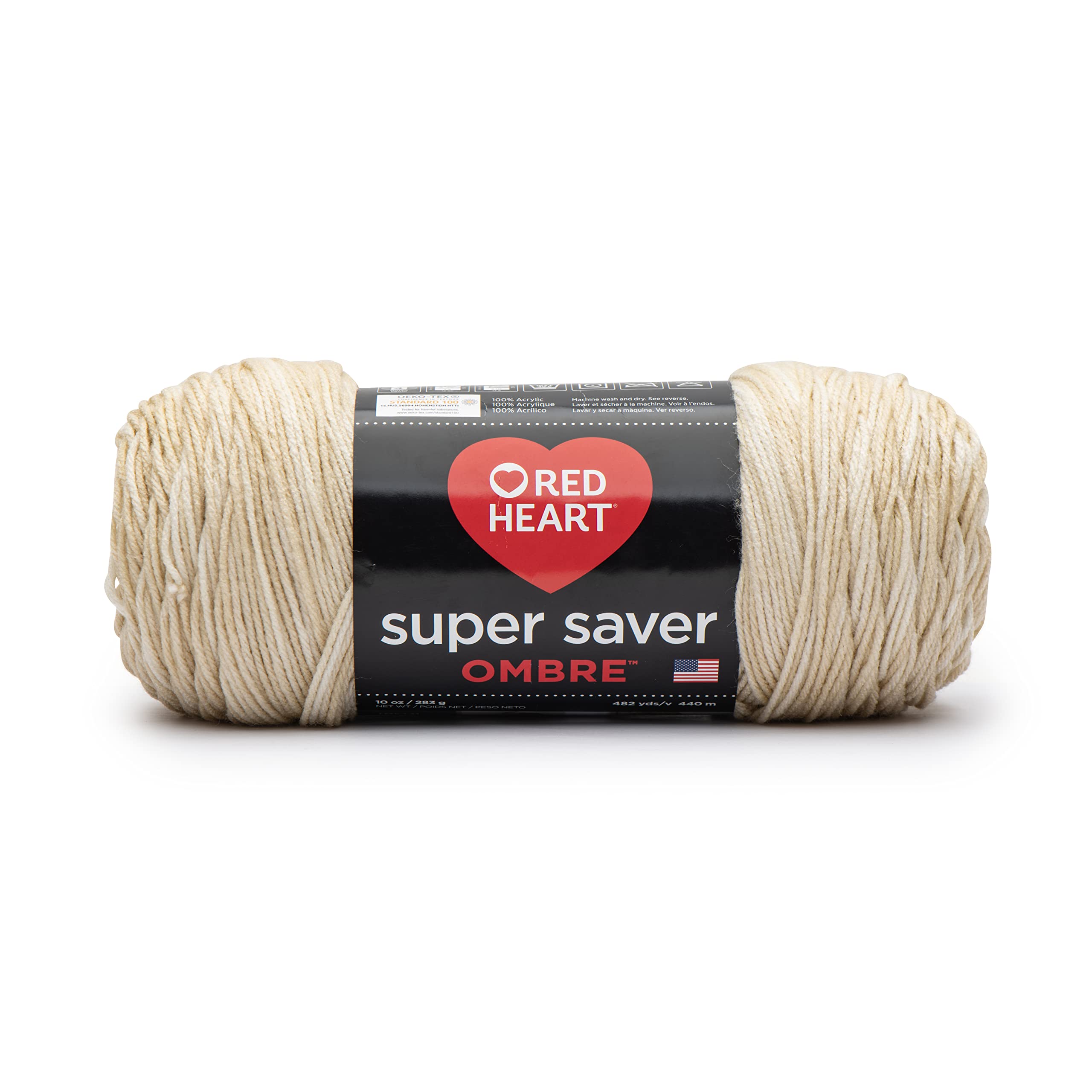 Red Heart Super Saver Ombre Sand Yarn - 2 Pack of 10oz/283g - Acrylic - 4 Medium (Worsted) - 482 Yards - Knitting/Crochet