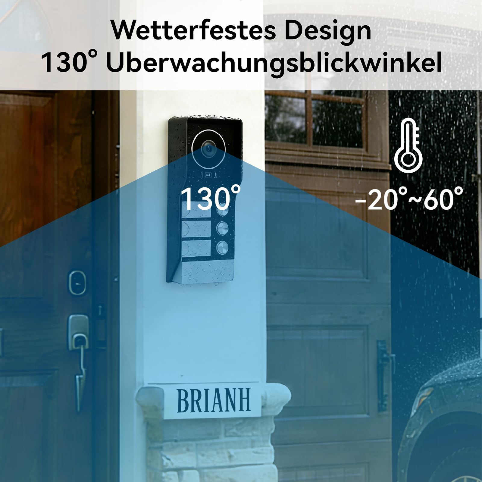 Video Türsprechanlage für 3 Familienhaus, 2-Draht,3X 7 Zoll Monitor & App - Smarte Video Türklingel mit Kamera & Gegensprechanlage, RFID, 2-Wege-Audio KW08-IP7-3F