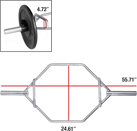 CAP Barbell Olympic Trap Bar, Shrug Bar, High Hex Bar with Raised Grips, Chrome