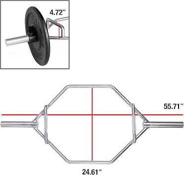 CAP Barbell Olympic Trap Bar, Shrug Bar, High Hex Bar with Raised Grips, Chrome