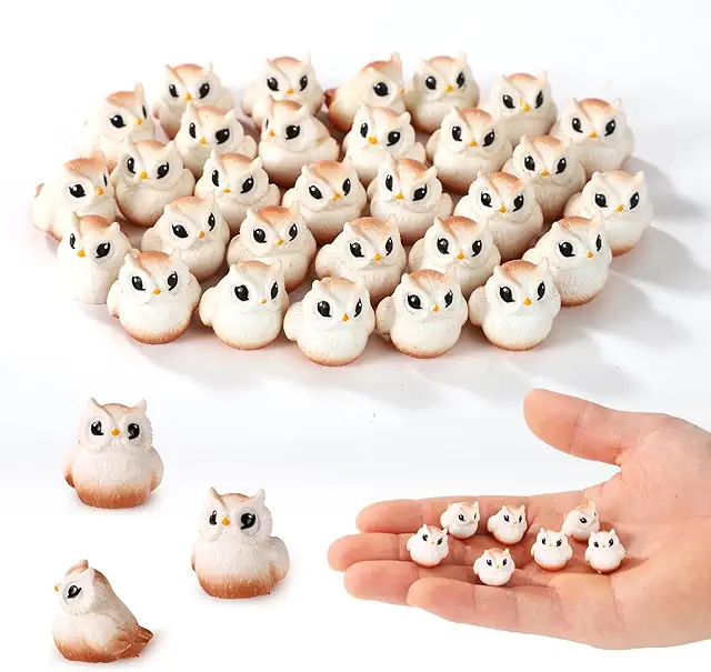 30pcs Mini Resin Owl Figurines for DIY Craft and Garden Decoration