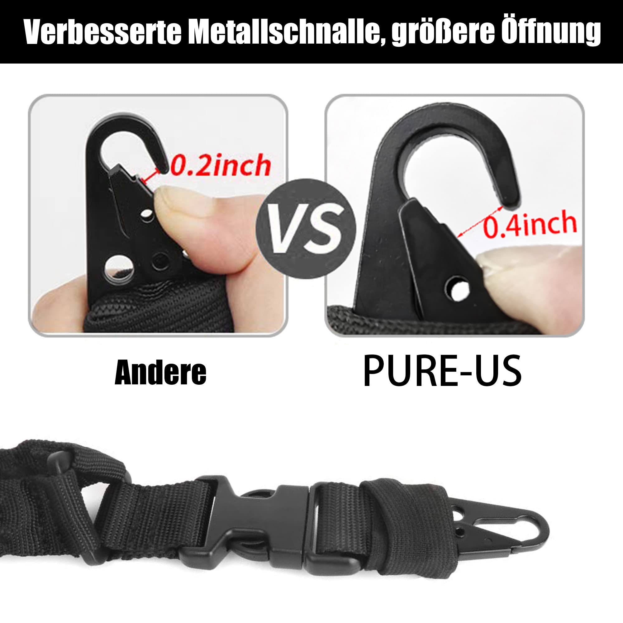 Cinghia di imbracatura a 1 punto per fucile regolabile flessibile a sgancio rapido Cinghia per fucile a un punto cinghia resistente con gancio in metallo per sport all'aperto