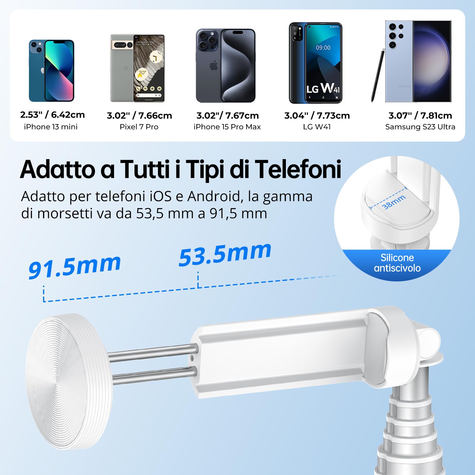 SYNCWIRE Bastone Selfie Treppiede 140cm, Selfie Stick Regolabile con Telecomando Bluetooth Ricaricabile, Asta Selfie in Alluminio Estendibile, Compatibile con iPhone e Smartphone Android (Bianco)