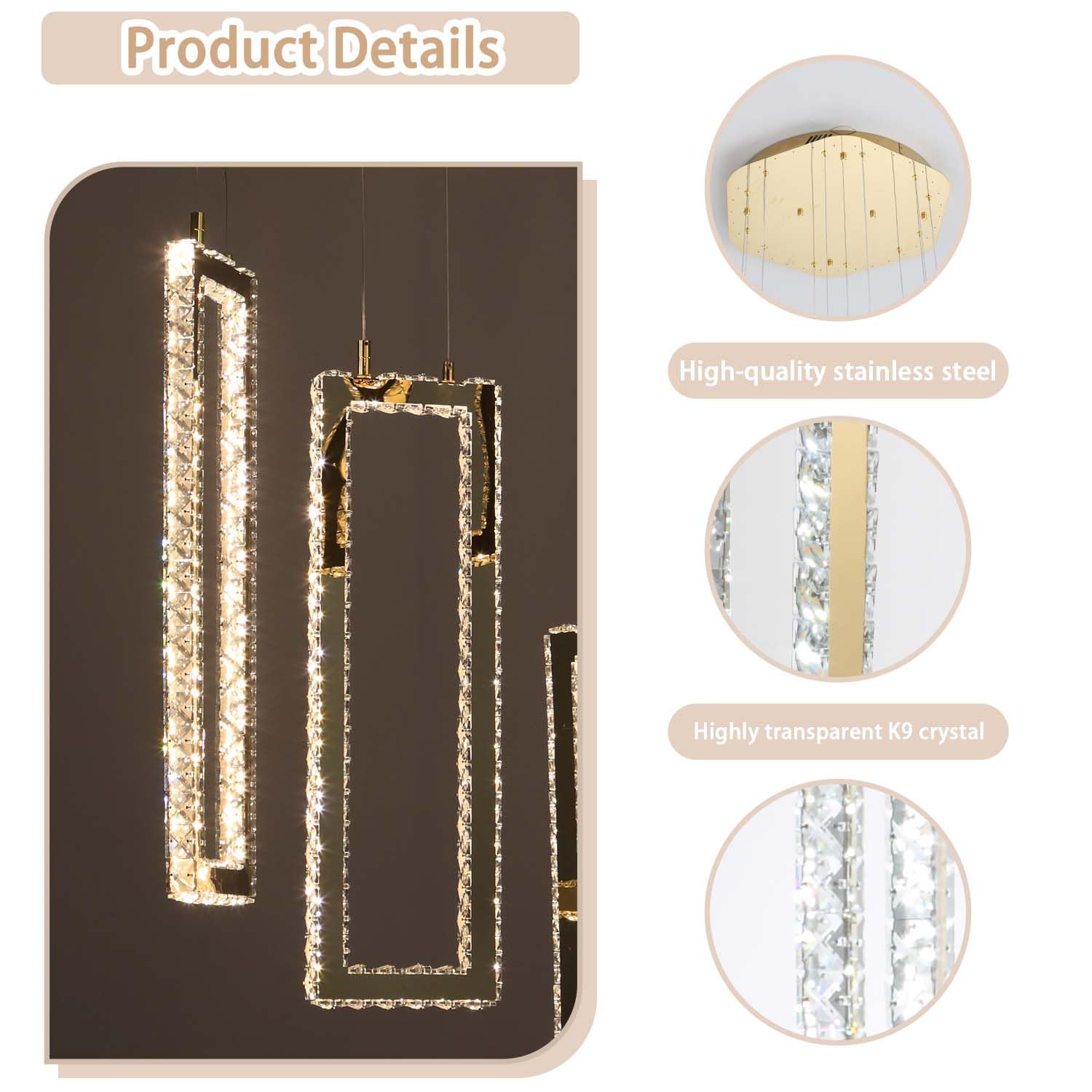 ykolupty H158 Modern Chandelier 12 Rings Gold Chandelier Lighting