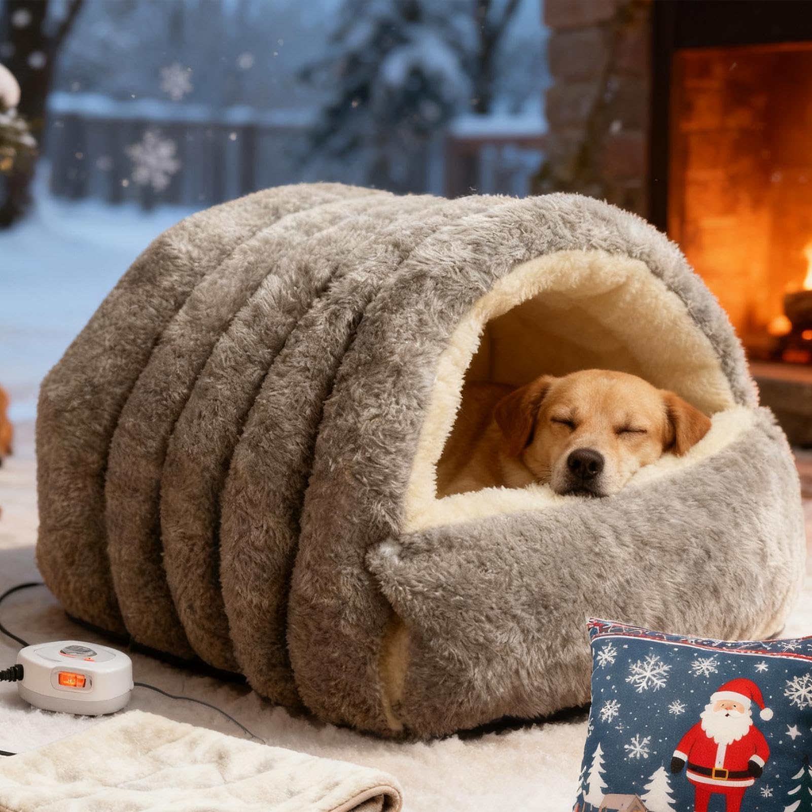 Lit pliable pour animal domestique – Maison d'hiver apaisante pour chatons, chiots, lapins | Utilisation en intérieur, balcon | Temps froid et Noël