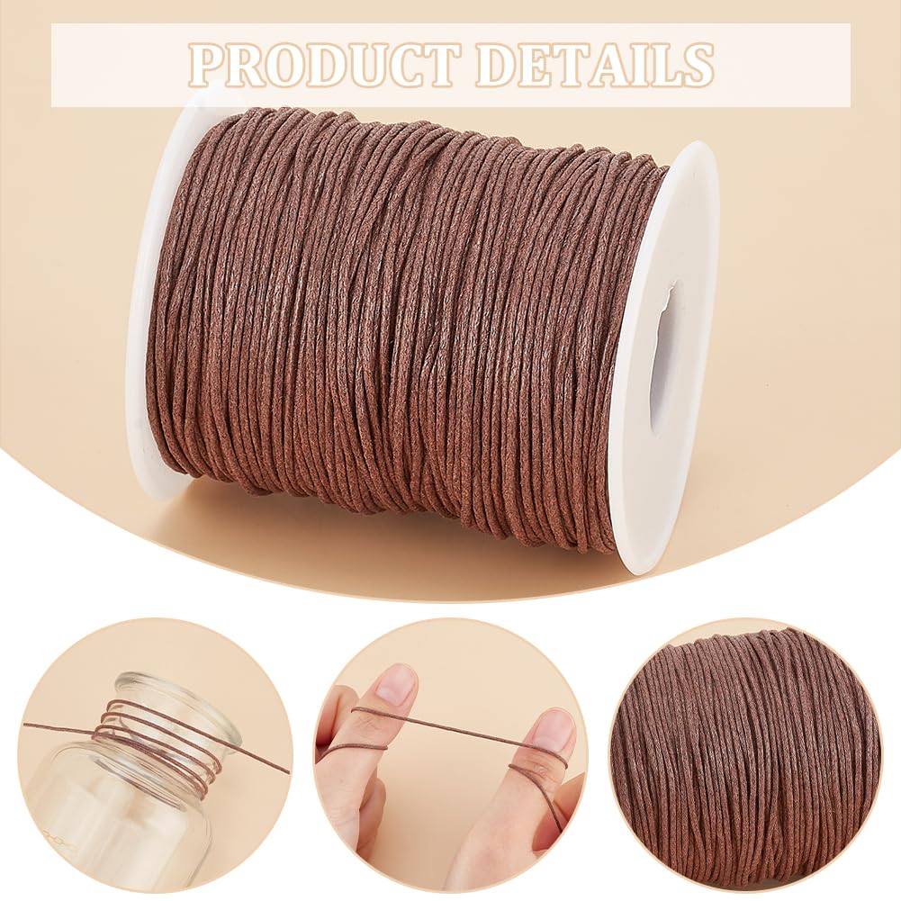 PH PandaHall 1 rol, 1 mm gewaxt katoenen koord, gewaxt katoendraad, koord voor het maken van sieraden, knutselkralen, macramé, 100 yards/rol, zadelbruin