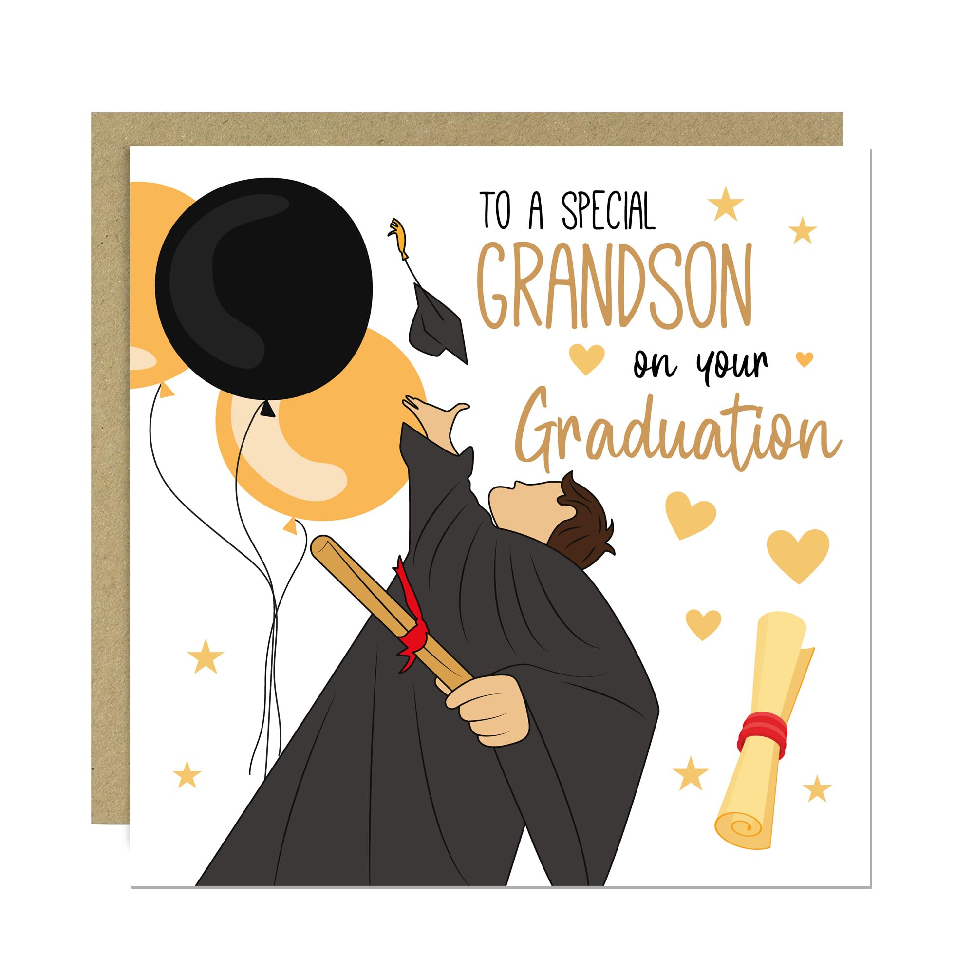 RED OCEAN Graduation Cards Graduation Card For Grandson Congratulations Card Congrats Grad For University Degree Grandson With Envelope