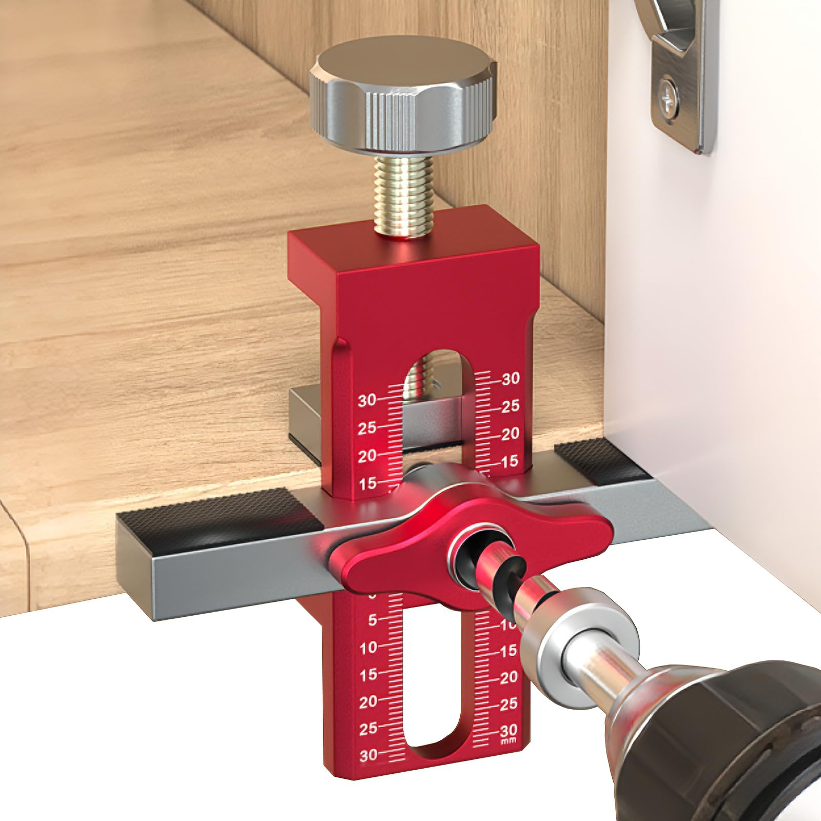 Gabarit de Montage de Porte d'Armoire, 0-40 mm Guide de Percage d'Installation de Porte d'Armoire en Alliage d'Aluminium, pour le Travail du Bois