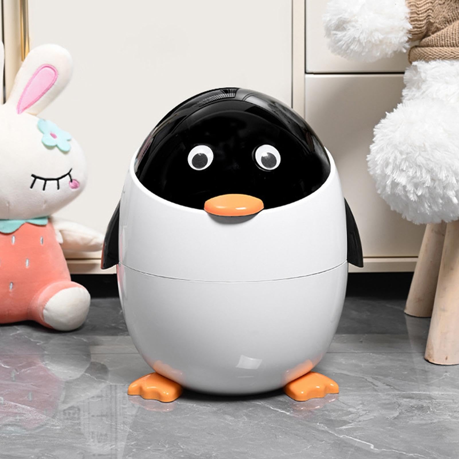 Desktop-Mülleimer, Pinguin-Mülleimer mit Deckel, Mülleimer in Tierform, Küchen-WC-Schlafzimmer-Mülleimer, Papierkorb für Küche, Wohnzimmer und Schlafzimmer