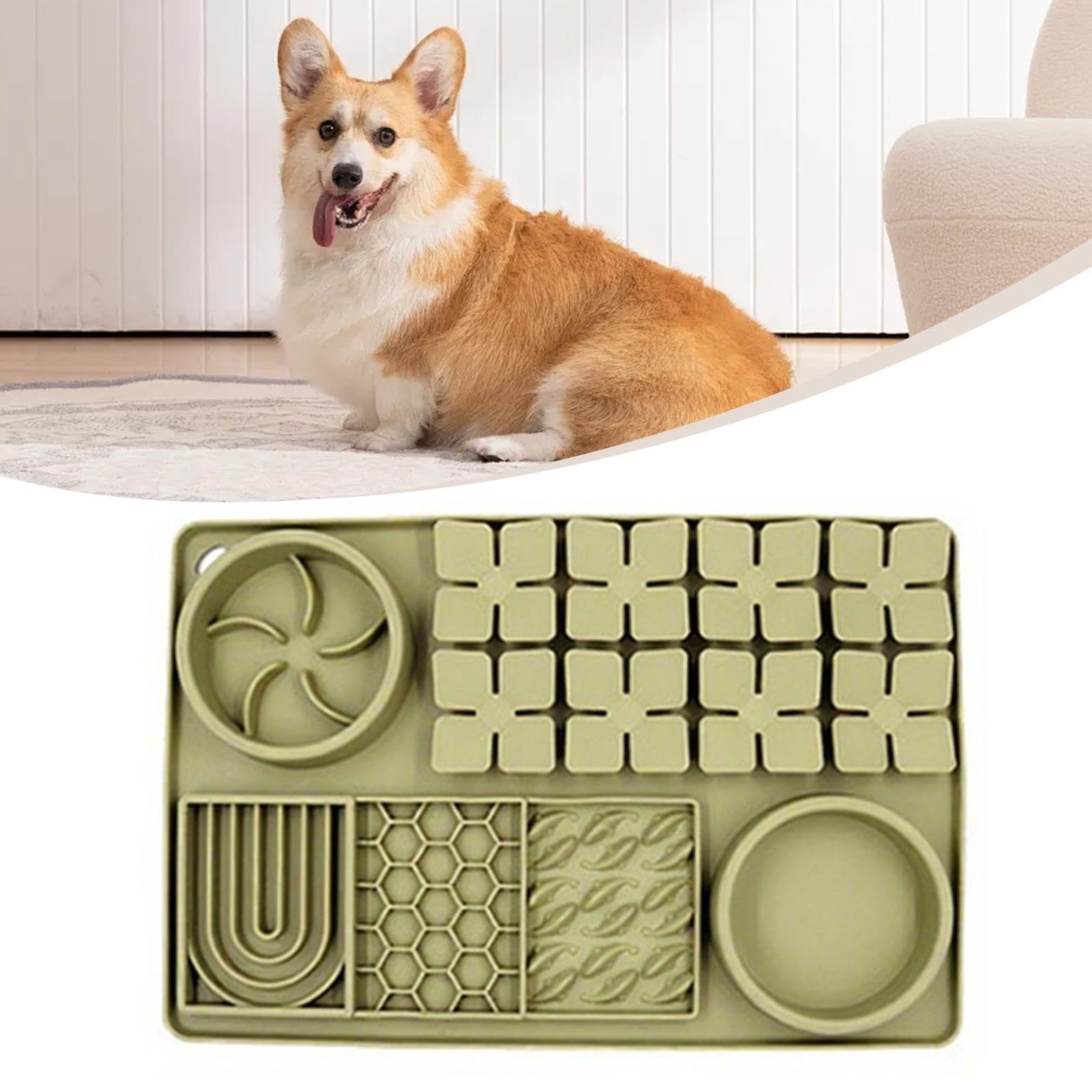 predolo Futter Und Leckmatte, Geruchstraining, Futterspender Pad, Schnüffelmatte für Haustiere, für Welpen, Hauskatzen, Kleine Und Große Hunde, GrÜn