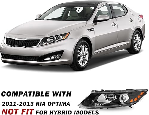 Miniatura 5 de Conjunto de faros delanteros halógenos de repuesto para Kia Optima 2011 2012 2013, carcasa negra con reflector ámbar, lado izquierdo del conductor