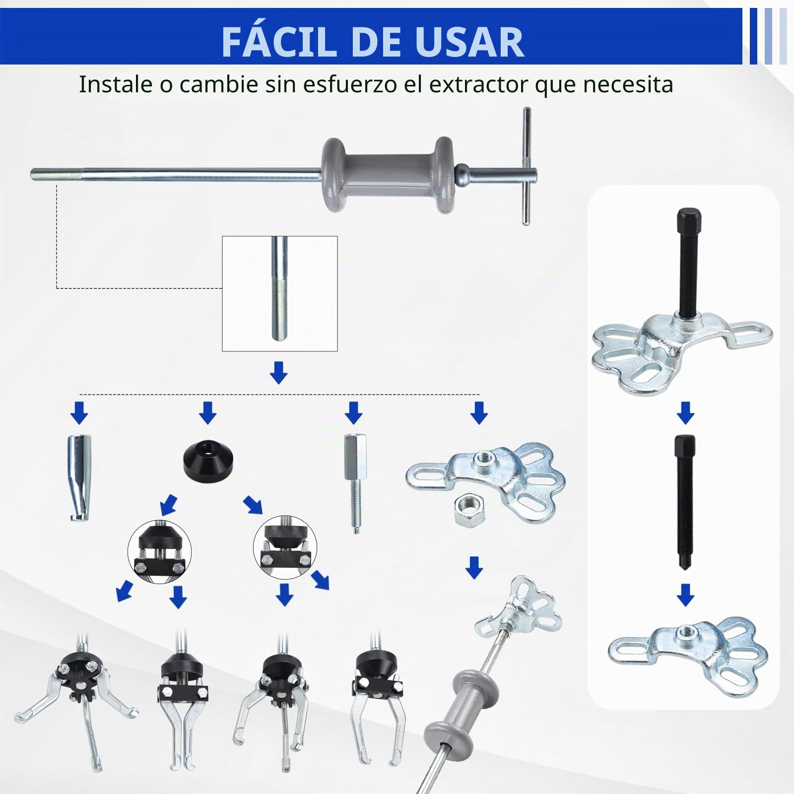 BOOMSTART Juego de herramientas de 16 piezas de martillo deslizante y extractor de rodamientos, 2/3 mandíbula externa interna para coches, camiones