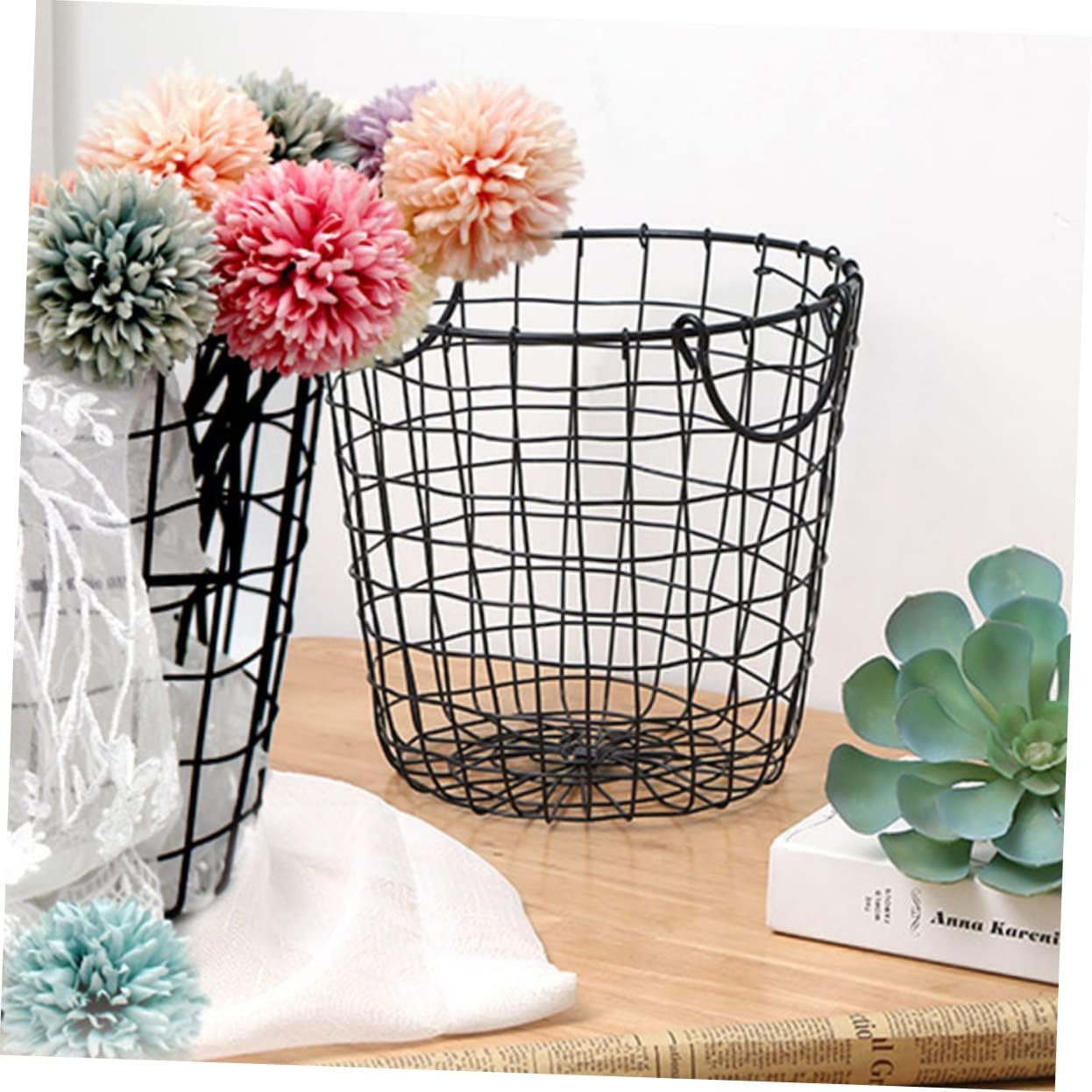 Wrought Iron Laundry Hamper with Handles Capacity Clothes Storage Bucket for Home Organization Hollow Design for Toys Clothing and Sundries
