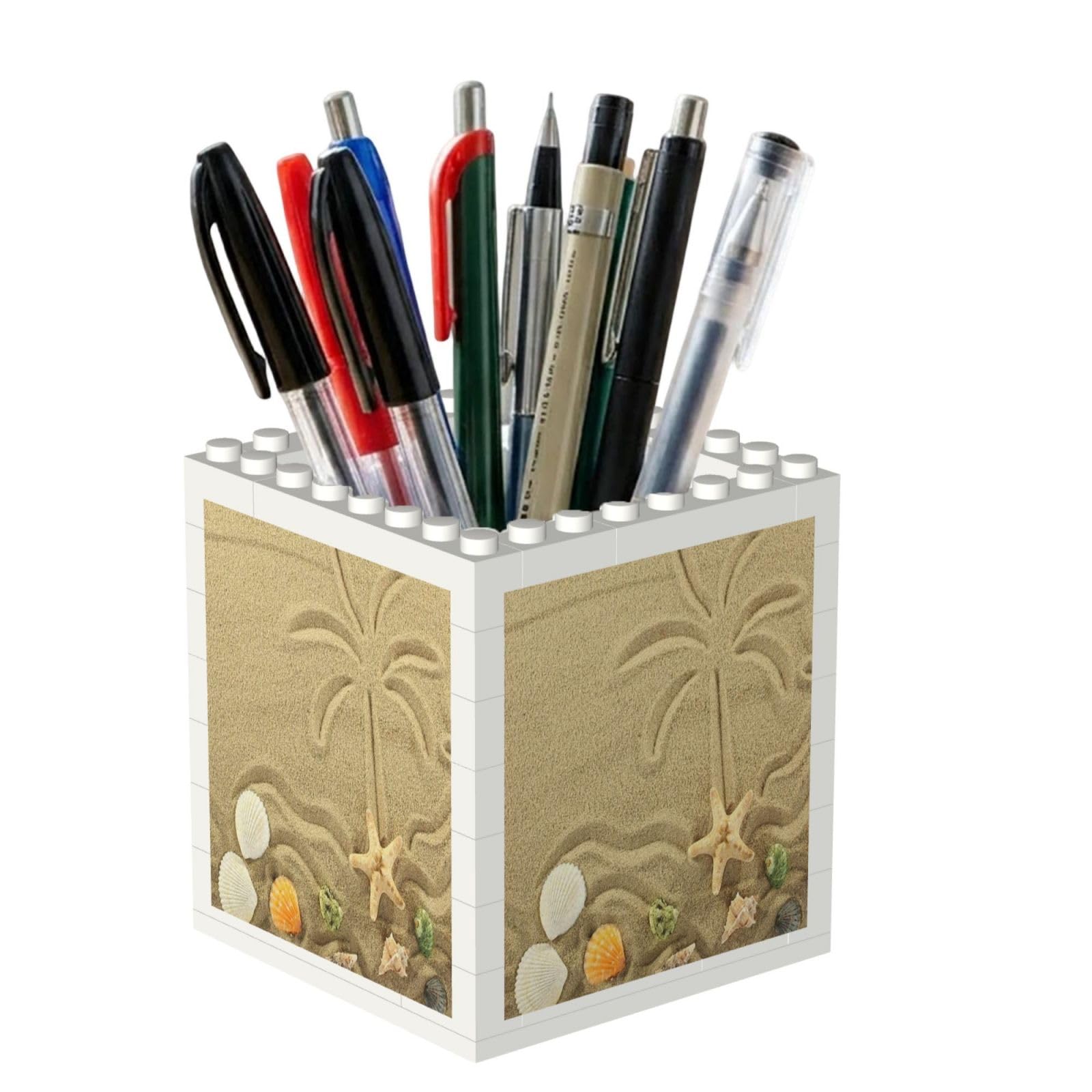 Poadnly Beach And Palm Trees, Pen Pot Pencil Holder for Office Home School, Compact Desk Organiser for Office Stationery