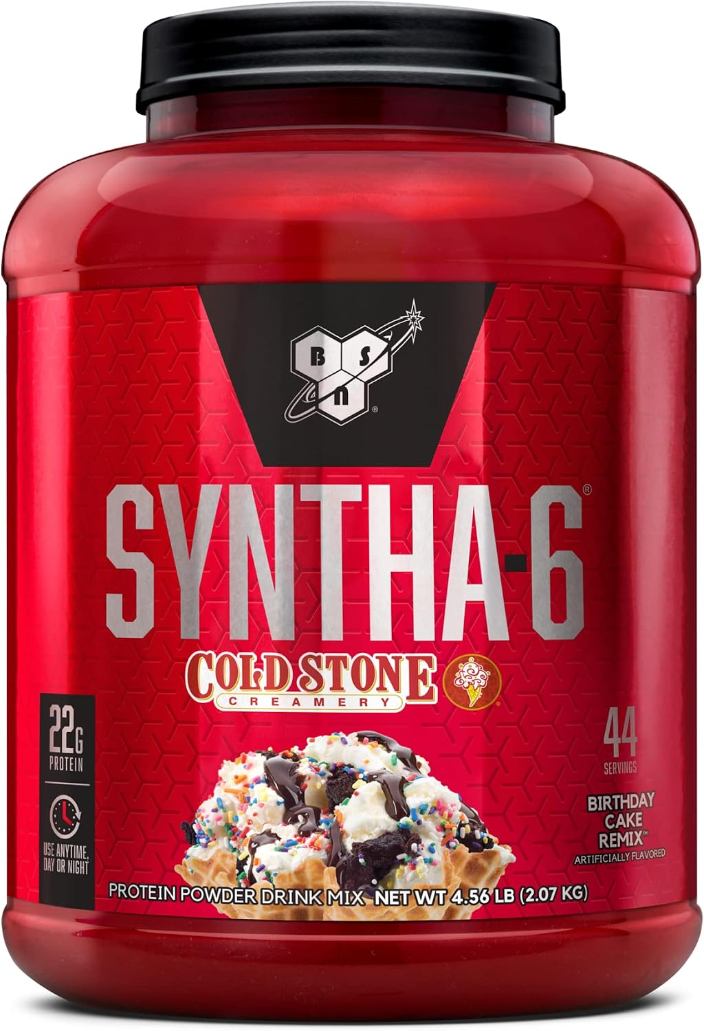 BSN Syntha-6 Whey Protein Powder, Cold Stone Creamery- Birthday Cake Remix Flavor, Micellar Casein, Milk Protein Isolate Powder, 44 Servings - Birthday Cake Remix flavor protein powder by BSN