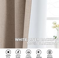 Vista 70 de H.VERSAILTEX Cortinas 100% opacas con aislamiento térmico, texturizadas, de lino, con bloqueo completo de calor y luz, para sala de estar y Negro