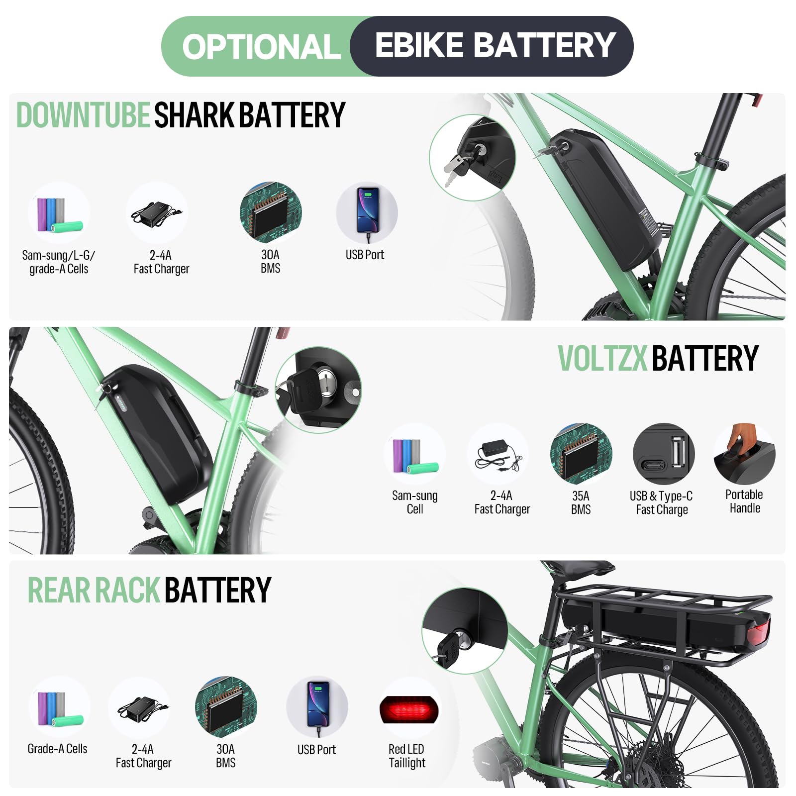 Mid Drive Batteria Per Bafang 250w Motore Elettrico Per Bici