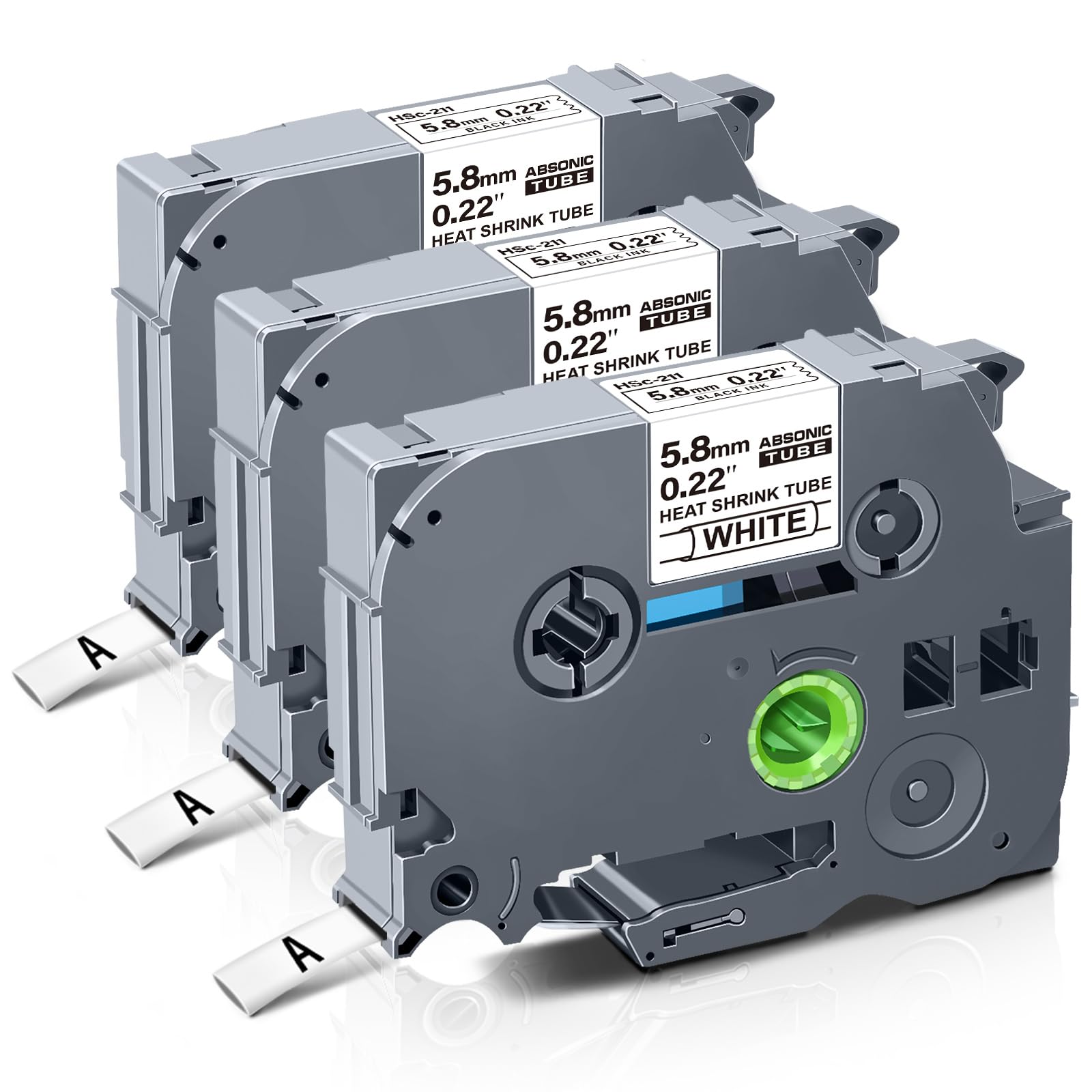 3-Pack Compatible for Brother Hse211 Hse-211 Hs-211 P Touch Heat Shrink Tubing Label Tape Hse 5.8mm Black on White Label Maker Tape for PT-E500 PT-E300 PTH300 PT-E550W PT-P750WVP