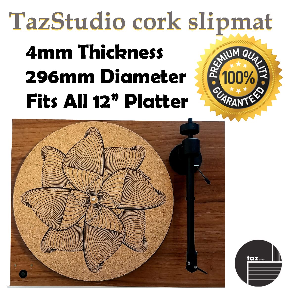 Turntable Slipmat – especialmente diseñado Cork. Cubes Pattern