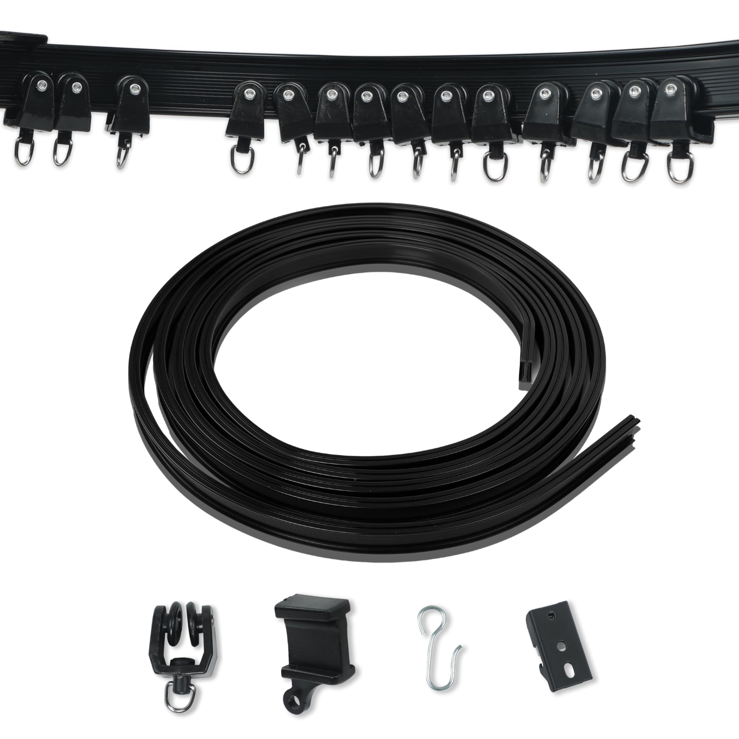 Saveyon Flexible Ceiling Curtain Track, Rail & Curtain System for Room Divider, Curtain Rod, RV Track for Curtains in Black, 16.4FT, Durable & Easy to Install